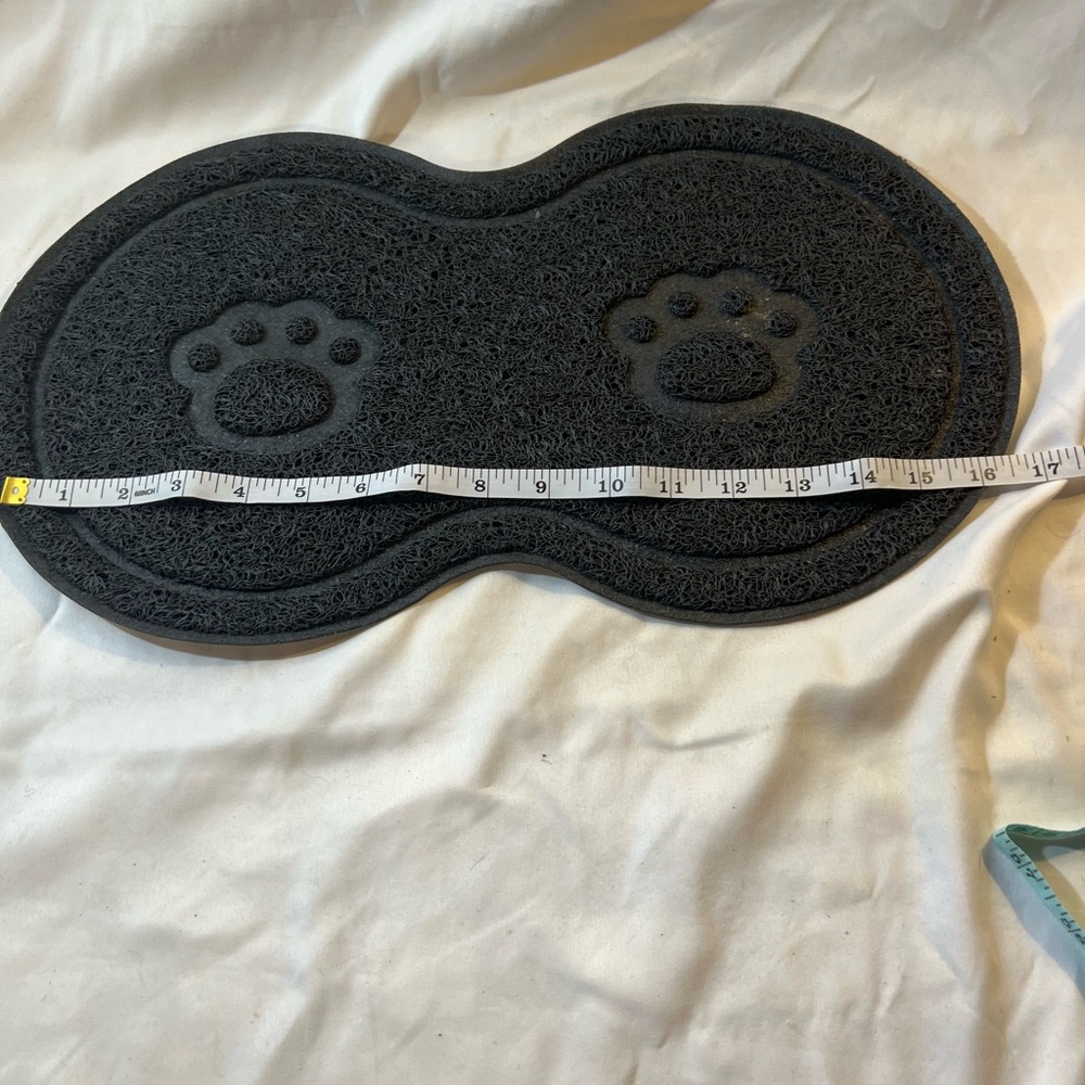Gray Pet Feeding Mat with Paw Prints